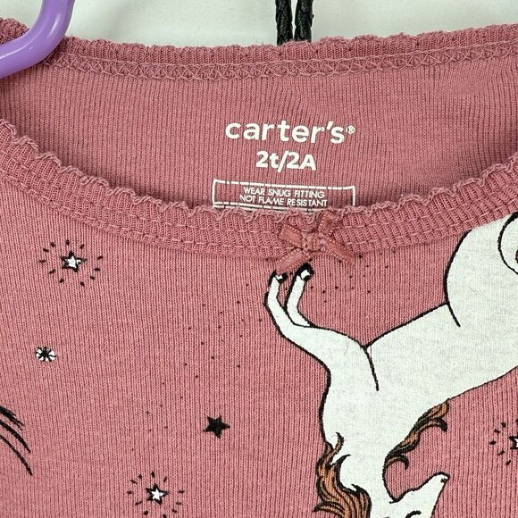 Carter's PJ Set Long Sleeve Shirt & Pants Set Unicorn Pink Girls Toddler 2T/2A - Picture 9 of 16
